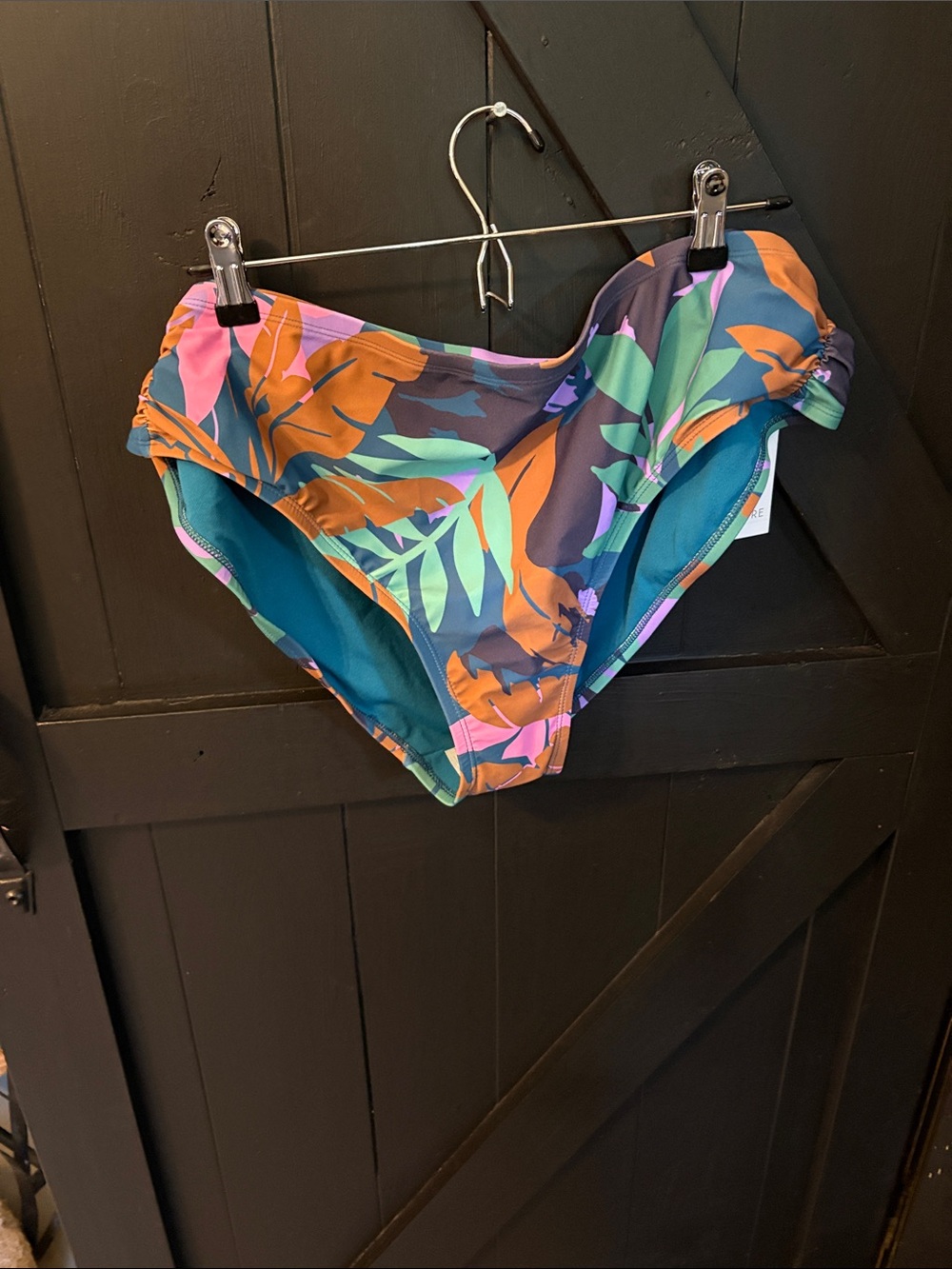 Shade & Shore Tropical Leaf Bikini Bottoms in Teal, Orange, Purple, Pink